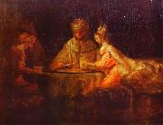 REMBRANDT Harmenszoon van Rijn Ahasuerus and Haman at the Feast of Esther oil painting